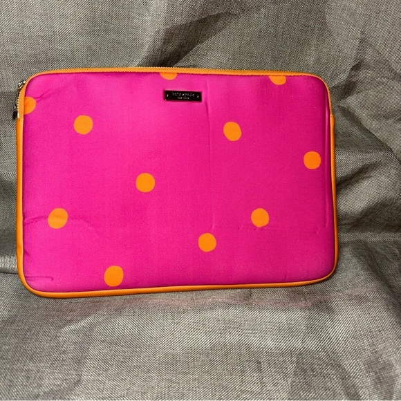 Kate Spade New York Pink w/ Orange Polka Dot Neoprene Laptop Case - Picture 1 of 9